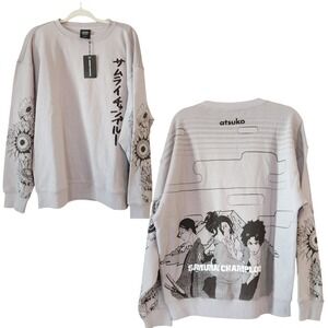 Atsuko Samurai Champloo Crunchyroll Japanese Floral Sweatshirt Size M Gray NWT